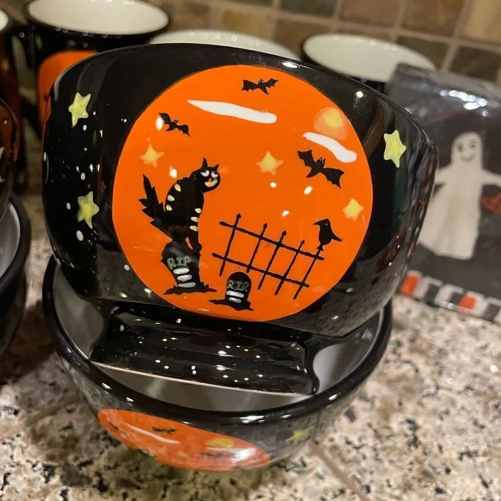 Certified International Halloween Vintage Bowls and Mug Set of 8!!